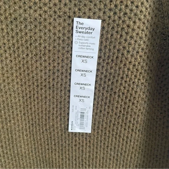 Women’s Sonoma green Everyday waffle Crew Neck Sweater XS NWT - Picture 5 of 9